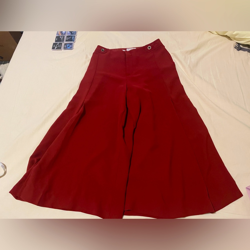 Elegant Red Culotte Pants | Wide-Leg Skirt-Pants for Effortless Style
